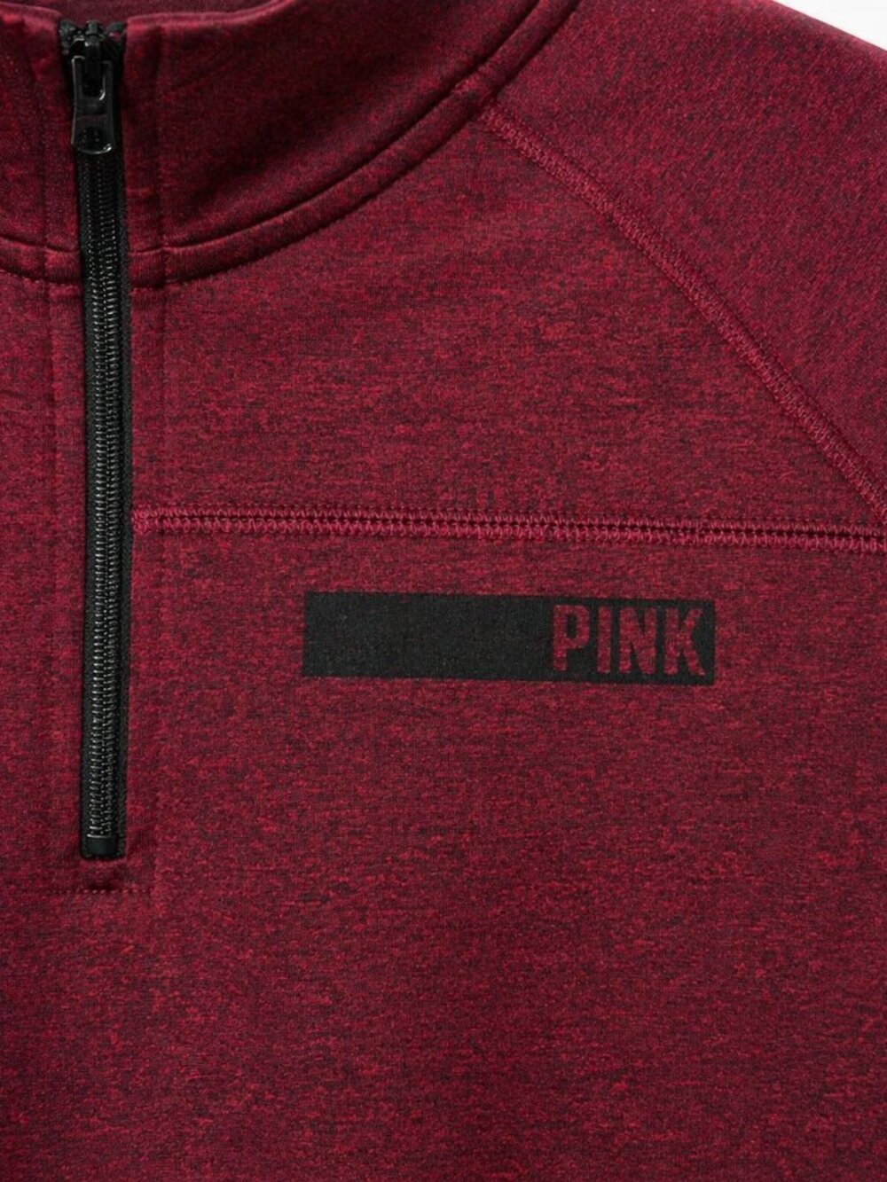 VS PINK 1/4 Zip Sweatshirt Small Burgundy Red Pullover Logo - Picture 3 of 8